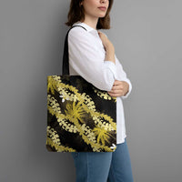Puakenikeni Maile Lei Tote Bag Frangipani Yellow Tropical Leaves LT01 - Polynesian Pride