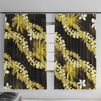 Puakenikeni Maile Lei Window Curtain Frangipani Yellow Tropical Leaves