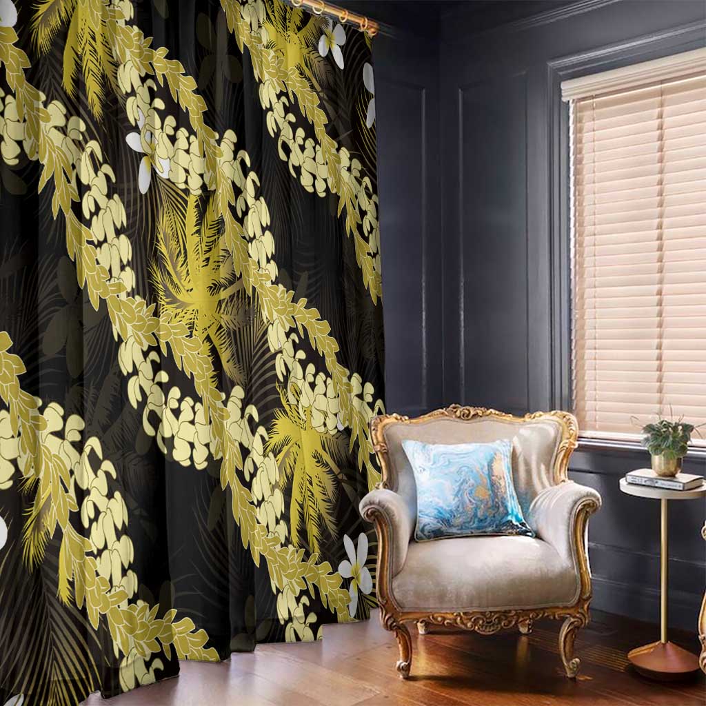 Puakenikeni Maile Lei Window Curtain Frangipani Yellow Tropical Leaves