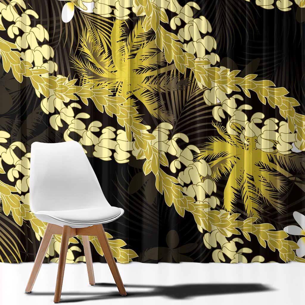 Puakenikeni Maile Lei Window Curtain Frangipani Yellow Tropical Leaves