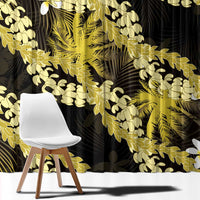 Puakenikeni Maile Lei Window Curtain Frangipani Yellow Tropical Leaves