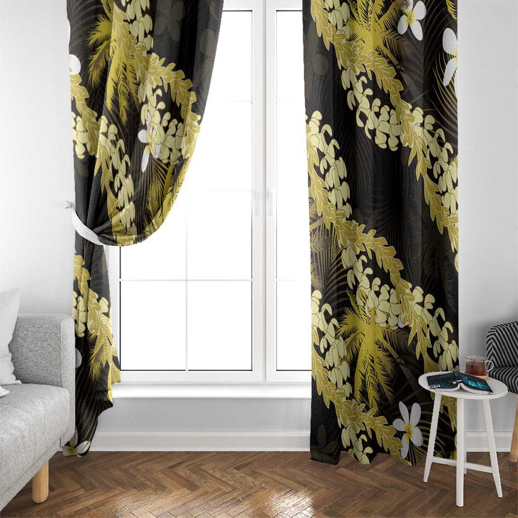 Puakenikeni Maile Lei Window Curtain Frangipani Yellow Tropical Leaves