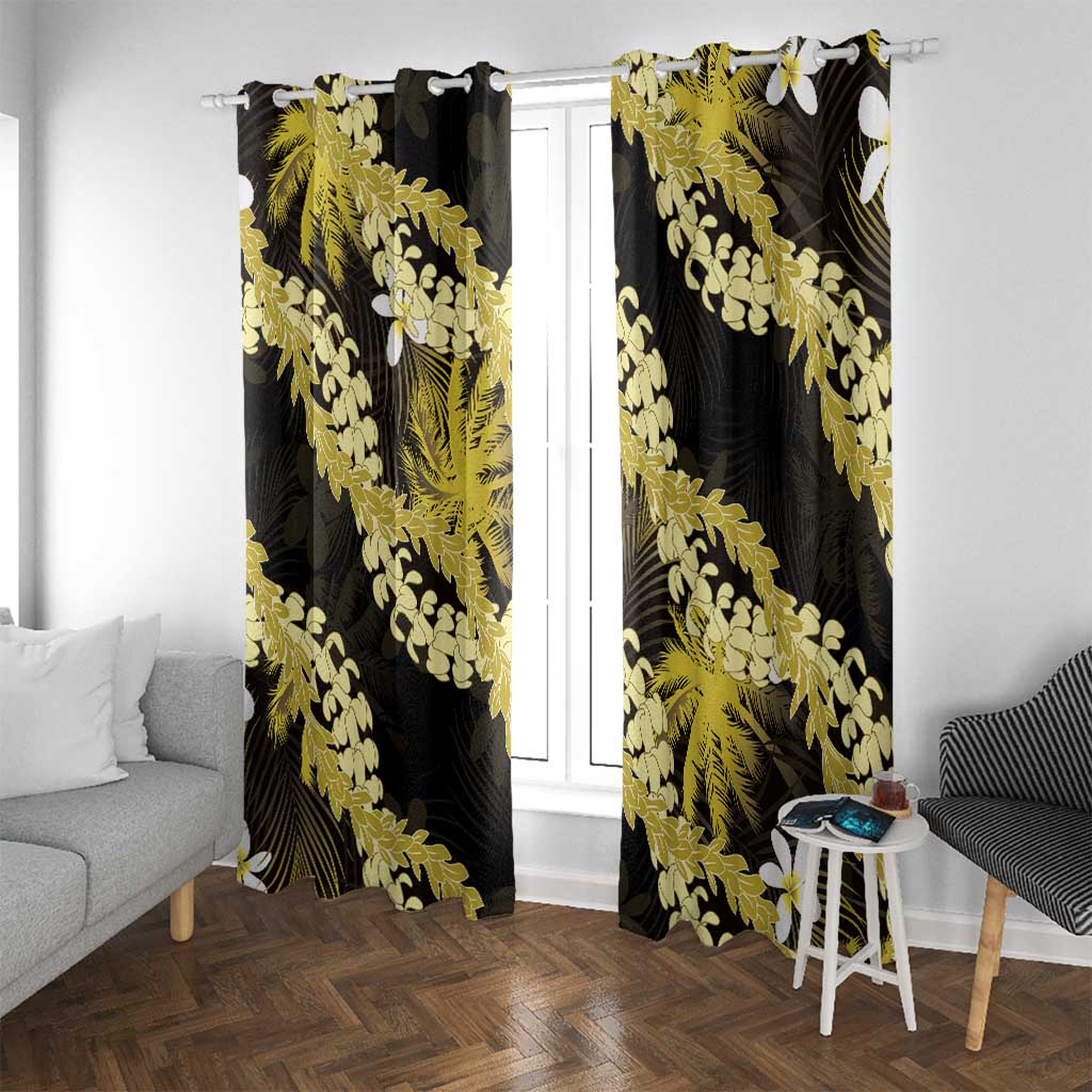 Puakenikeni Maile Lei Window Curtain Frangipani Yellow Tropical Leaves