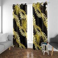 Puakenikeni Maile Lei Window Curtain Frangipani Yellow Tropical Leaves
