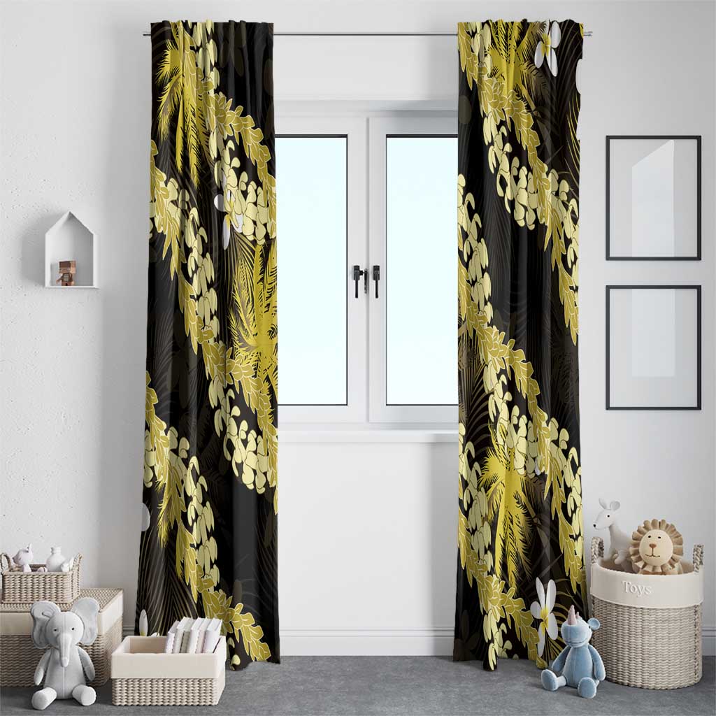 Puakenikeni Maile Lei Window Curtain Frangipani Yellow Tropical Leaves