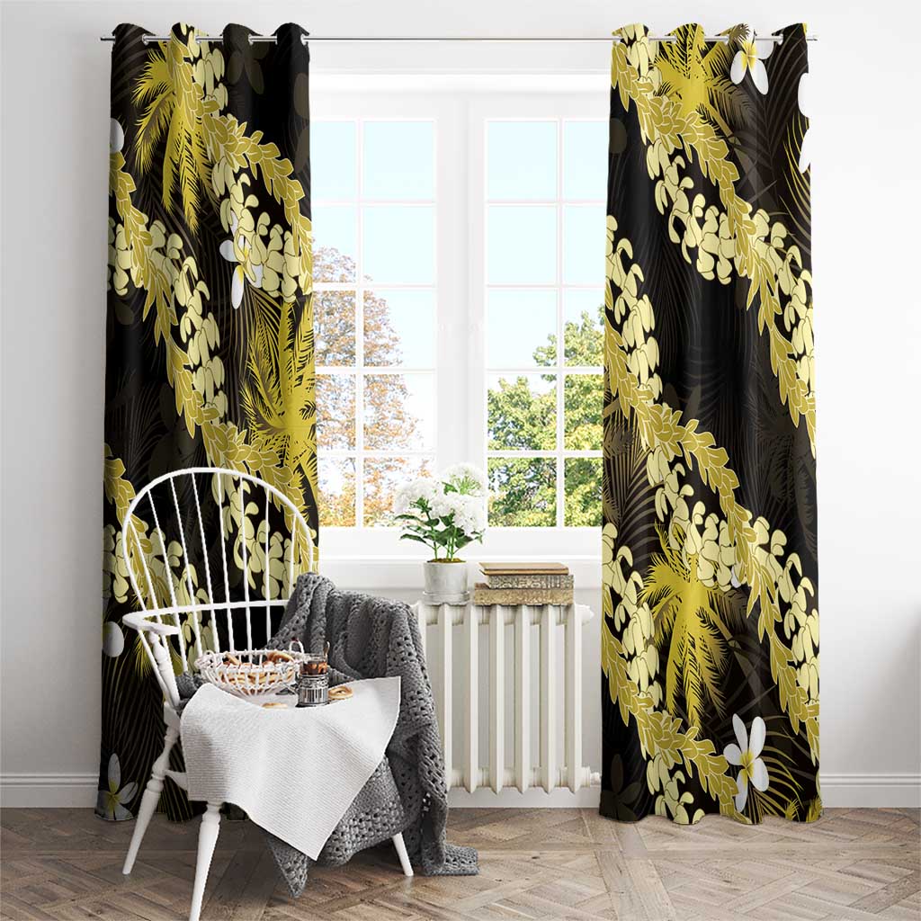 Puakenikeni Maile Lei Window Curtain Frangipani Yellow Tropical Leaves