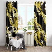 Puakenikeni Maile Lei Window Curtain Frangipani Yellow Tropical Leaves