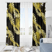Puakenikeni Maile Lei Window Curtain Frangipani Yellow Tropical Leaves