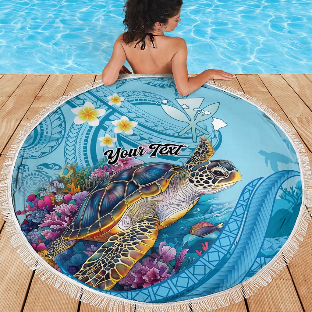 Personalized Hawaii Sea Turtle Beach Blanket Hawaii Map Ocean Vibes LT01 - Polynesian Pride