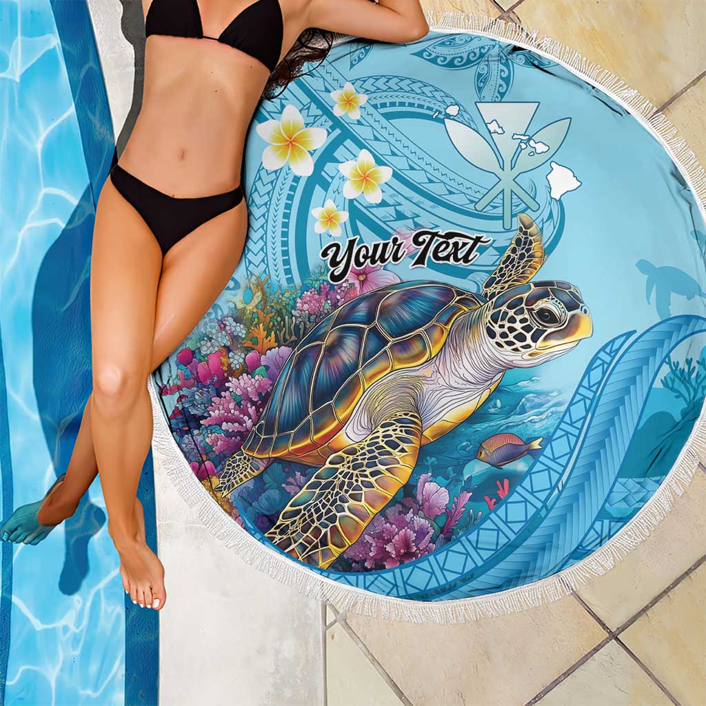 Personalized Hawaii Sea Turtle Beach Blanket Hawaii Map Ocean Vibes LT01 - Polynesian Pride