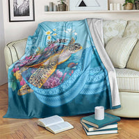 Personalized Hawaii Sea Turtle Blanket Hawaii Map Ocean Vibes LT01 Blue - Polynesian Pride
