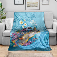 Personalized Hawaii Sea Turtle Blanket Hawaii Map Ocean Vibes LT01 - Polynesian Pride
