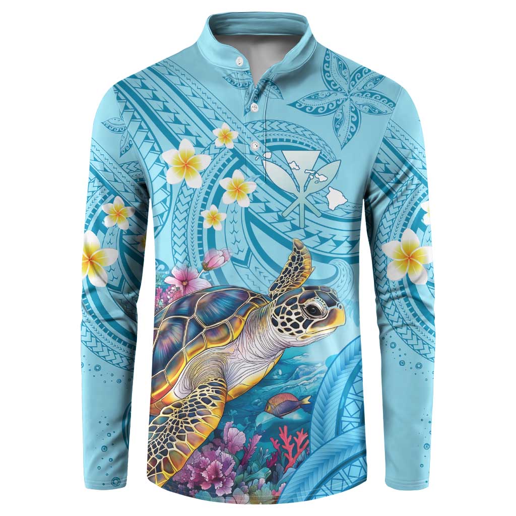 Personalized Hawaii Sea Turtle Button Sweatshirt Hawaii Map Ocean Vibes LT01 Blue - Polynesian Pride