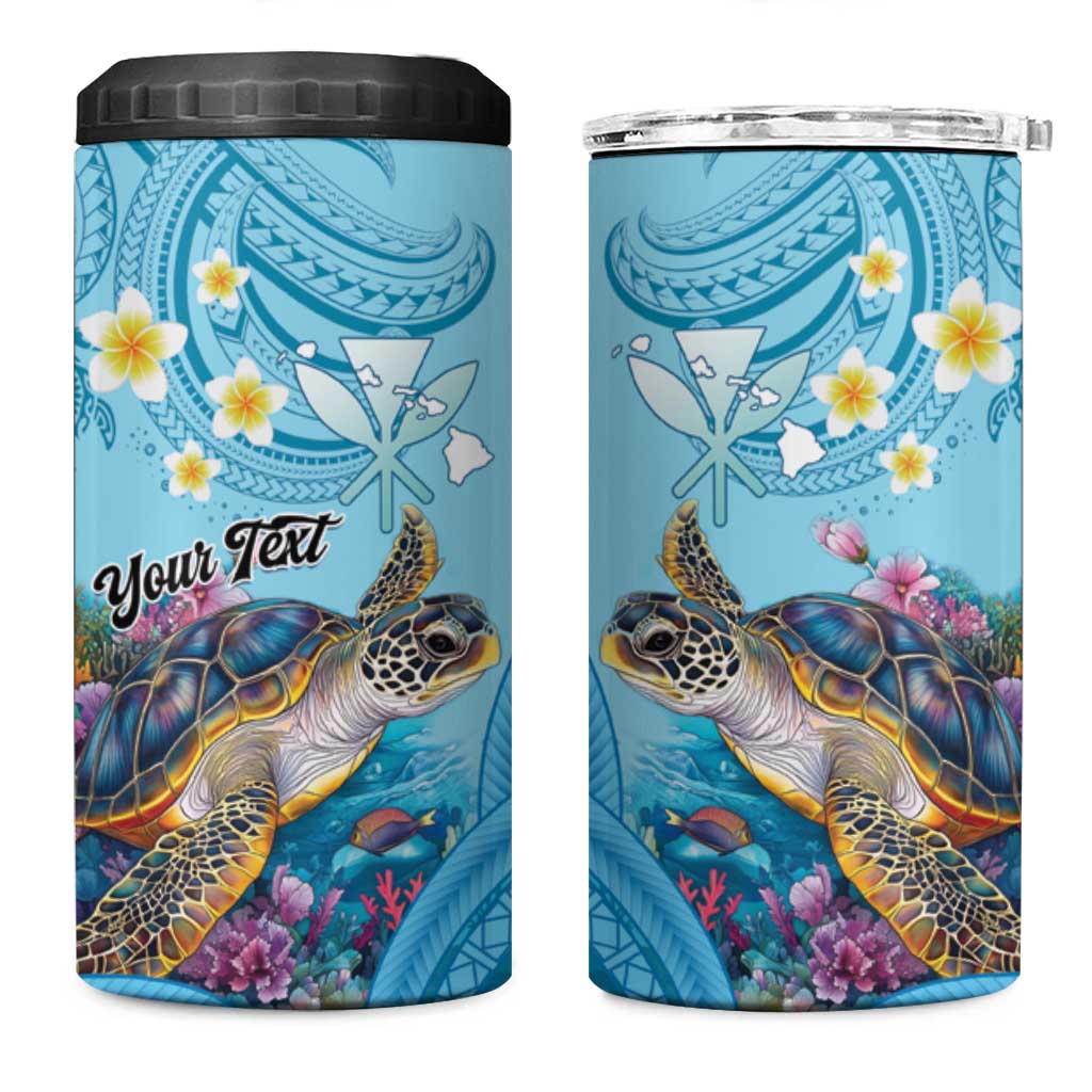 Personalized Hawaii Sea Turtle 4 in 1 Can Cooler Tumbler Hawaii Map Ocean Vibes