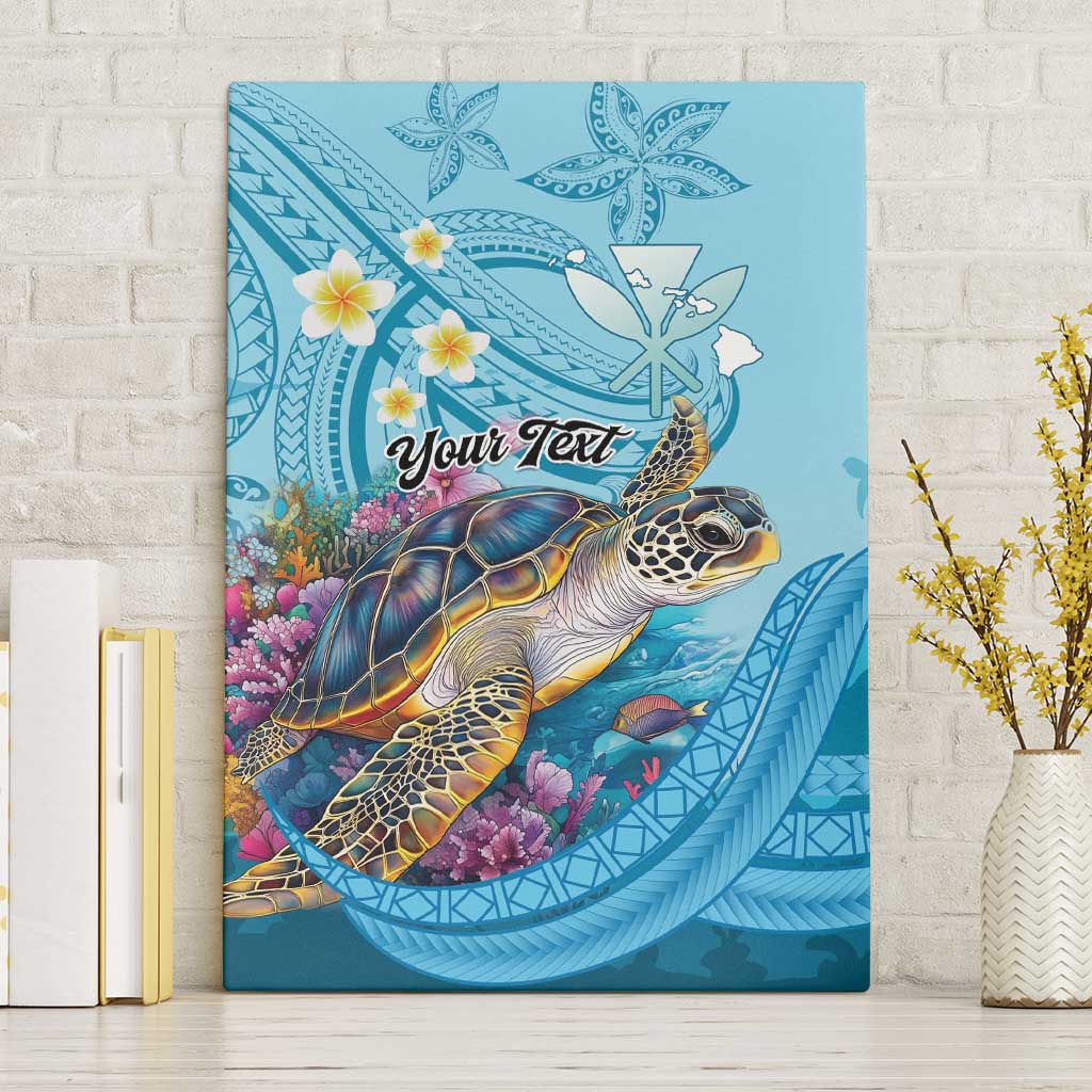 Personalized Hawaii Sea Turtle Canvas Wall Art Hawaii Map Ocean Vibes LT01 Without Frame Blue - Polynesian Pride