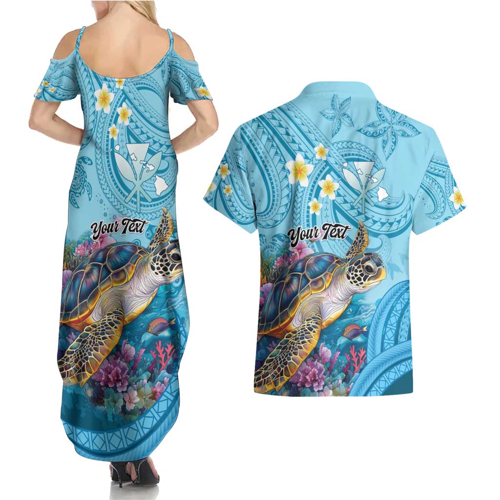 Personalized Hawaii Sea Turtle Couples Matching Summer Maxi Dress and Hawaiian Shirt Hawaii Map Ocean Vibes LT01 - Polynesian Pride