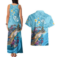 Personalized Hawaii Sea Turtle Couples Matching Tank Maxi Dress and Hawaiian Shirt Hawaii Map Ocean Vibes LT01 - Polynesian Pride