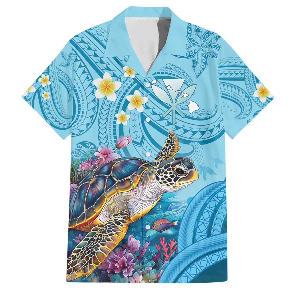 Personalized Hawaii Sea Turtle Hawaiian Shirt Hawaii Map Ocean Vibes LT01 Blue - Polynesian Pride