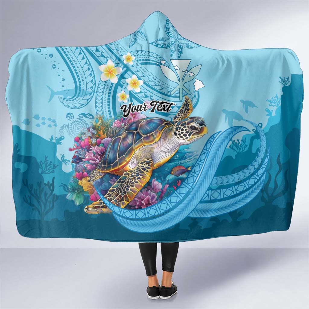 Personalized Hawaii Sea Turtle Hooded Blanket Hawaii Map Ocean Vibes LT01 One Size Blue - Polynesian Pride