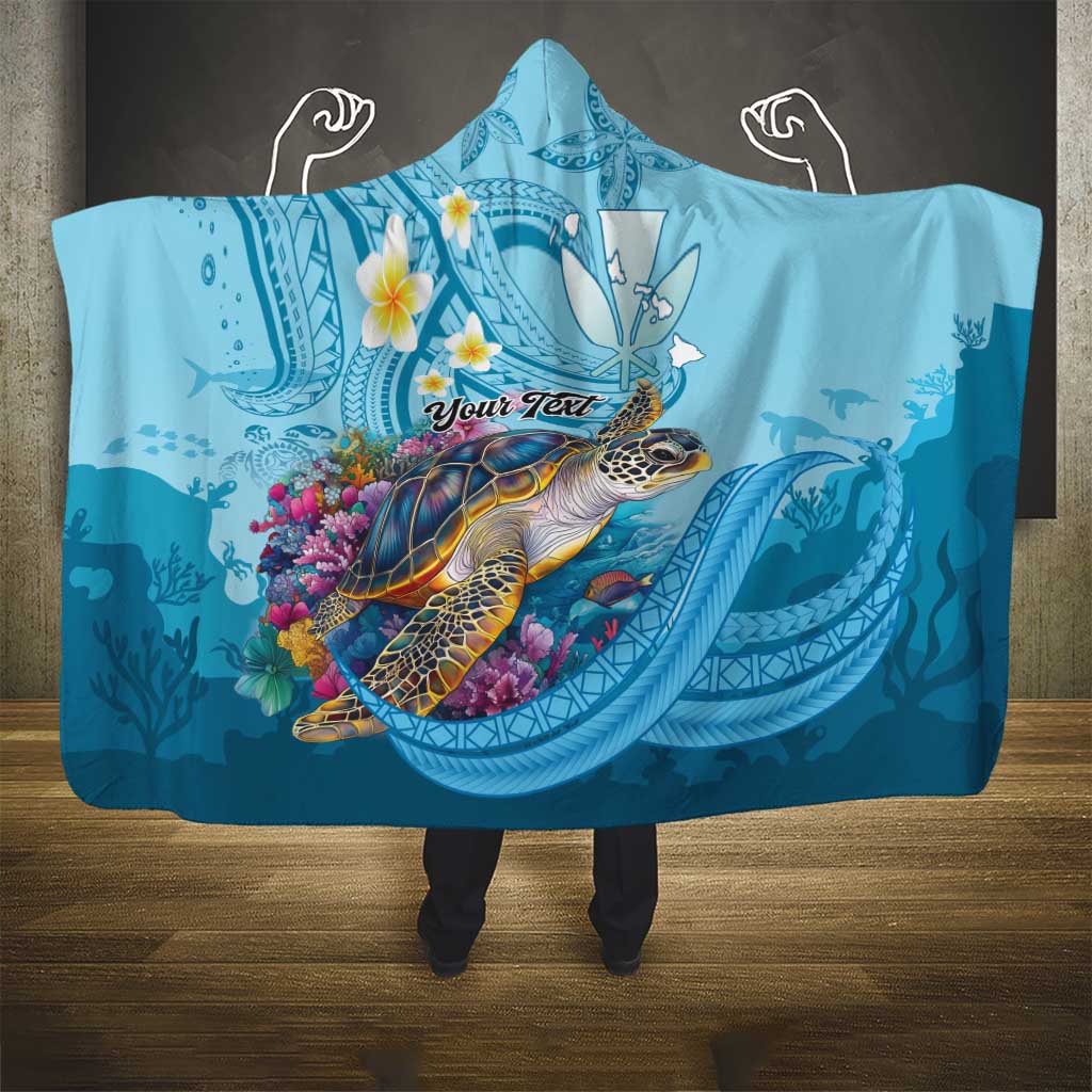 Personalized Hawaii Sea Turtle Hooded Blanket Hawaii Map Ocean Vibes LT01 - Polynesian Pride