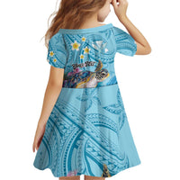 Personalized Hawaii Sea Turtle Kid Short Sleeve Dress Hawaii Map Ocean Vibes LT01 - Polynesian Pride