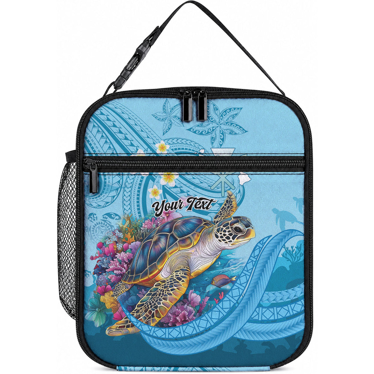 Personalized Hawaii Sea Turtle Lunch Bag Hawaii Map Ocean Vibes LT01 10.2 × 8.3 × 4.3 inch Blue - Polynesian Pride