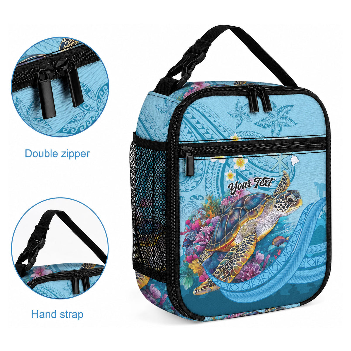 Personalized Hawaii Sea Turtle Lunch Bag Hawaii Map Ocean Vibes LT01 - Polynesian Pride