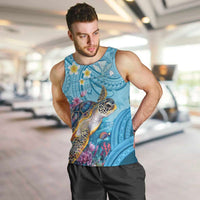 Personalized Hawaii Sea Turtle Men Tank Top Hawaii Map Ocean Vibes LT01 Blue - Polynesian Pride