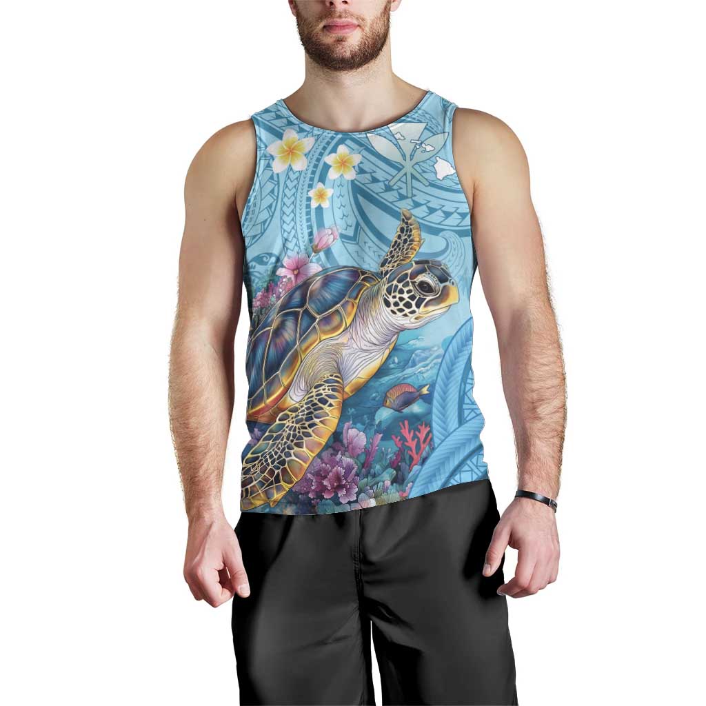 Personalized Hawaii Sea Turtle Men Tank Top Hawaii Map Ocean Vibes LT01 - Polynesian Pride