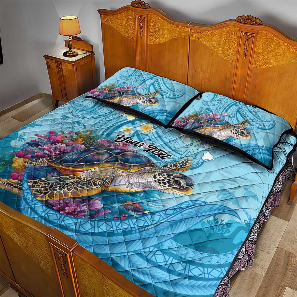 Personalized Hawaii Sea Turtle Quilt Bed Set Hawaii Map Ocean Vibes