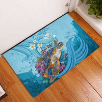 Personalized Hawaii Sea Turtle Rubber Doormat Hawaii Map Ocean Vibes LT01 - Polynesian Pride