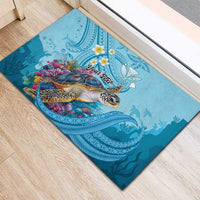 Personalized Hawaii Sea Turtle Rubber Doormat Hawaii Map Ocean Vibes LT01 - Polynesian Pride