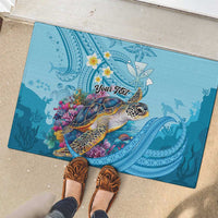 Personalized Hawaii Sea Turtle Rubber Doormat Hawaii Map Ocean Vibes LT01 - Polynesian Pride