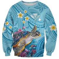 Personalized Hawaii Sea Turtle Sweatshirt Hawaii Map Ocean Vibes LT01 Unisex Blue - Polynesian Pride