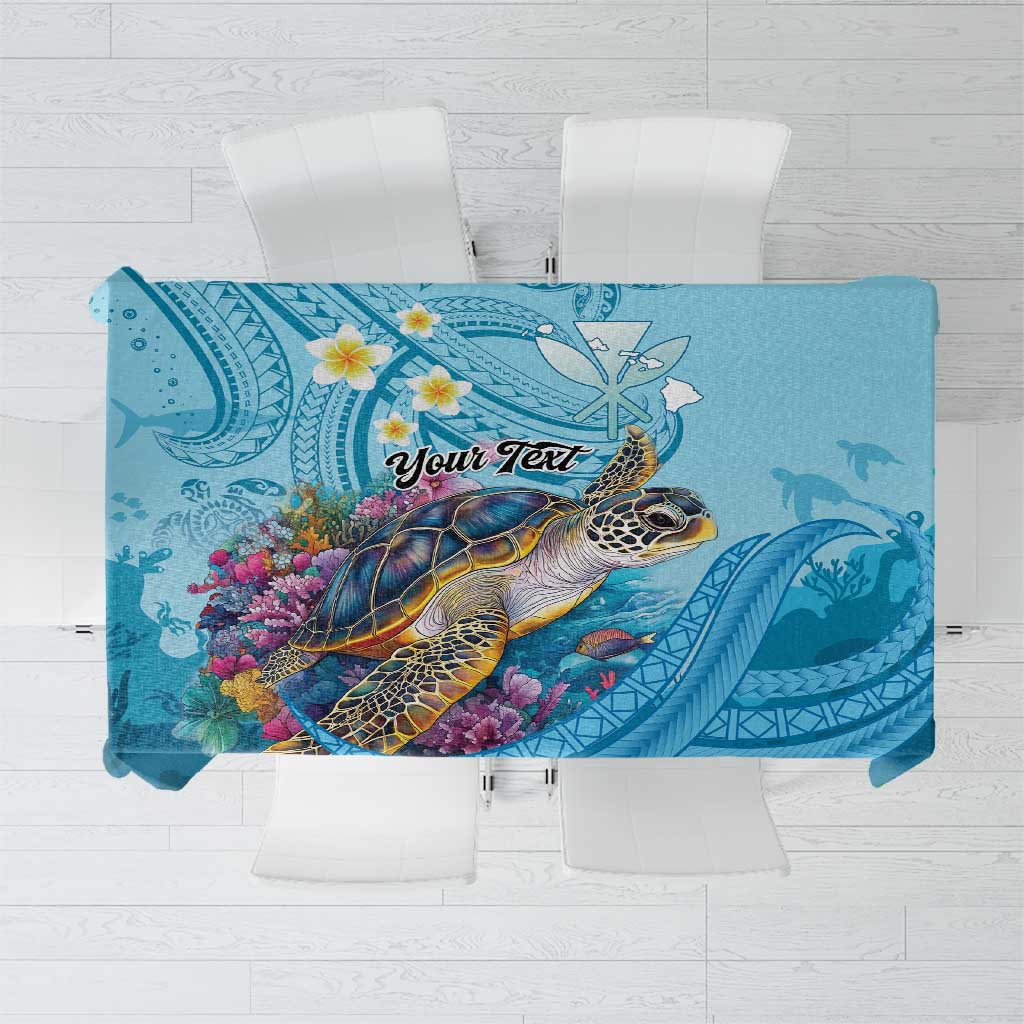 Personalized Hawaii Sea Turtle Tablecloth Hawaii Map Ocean Vibes LT01 Blue - Polynesian Pride