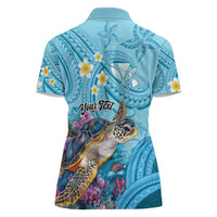 Personalized Hawaii Sea Turtle Women Polo Shirt Hawaii Map Ocean Vibes