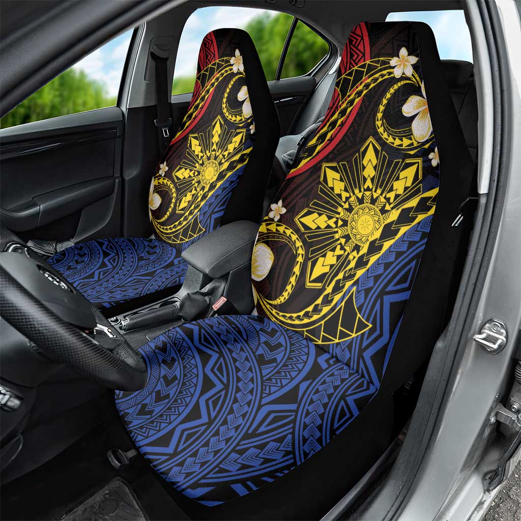 Philippines Spirit Tribal Sun Plumeria Car Seat Cover Red And Blue Polynesian Pattern