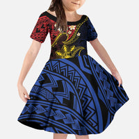 Philippines Spirit Tribal Sun Plumeria Family Matching Off The Shoulder Long Sleeve Dress and Hawaiian Shirt Red And Blue Polynesian Pattern