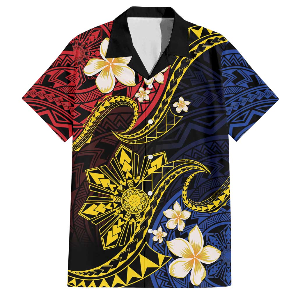 Philippines Spirit Tribal Sun Plumeria Family Matching Off Shoulder Maxi Dress and Hawaiian Shirt Red And Blue Polynesian Pattern