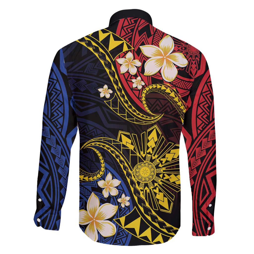 Philippines Spirit Tribal Sun Plumeria Family Matching Off Shoulder Maxi Dress and Hawaiian Shirt Red And Blue Polynesian Pattern