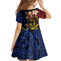 Philippines Spirit Tribal Sun Plumeria Family Matching Short Sleeve Bodycon Dress and Hawaiian Shirt Red And Blue Polynesian Pattern