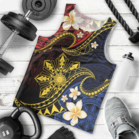 Philippines Spirit Tribal Sun Plumeria Men Tank Top Red And Blue Polynesian Pattern