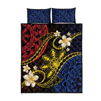 Philippines Spirit Tribal Sun Plumeria Quilt Bed Set Red And Blue Polynesian Pattern