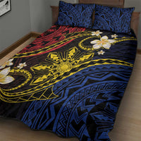 Philippines Spirit Tribal Sun Plumeria Quilt Bed Set Red And Blue Polynesian Pattern