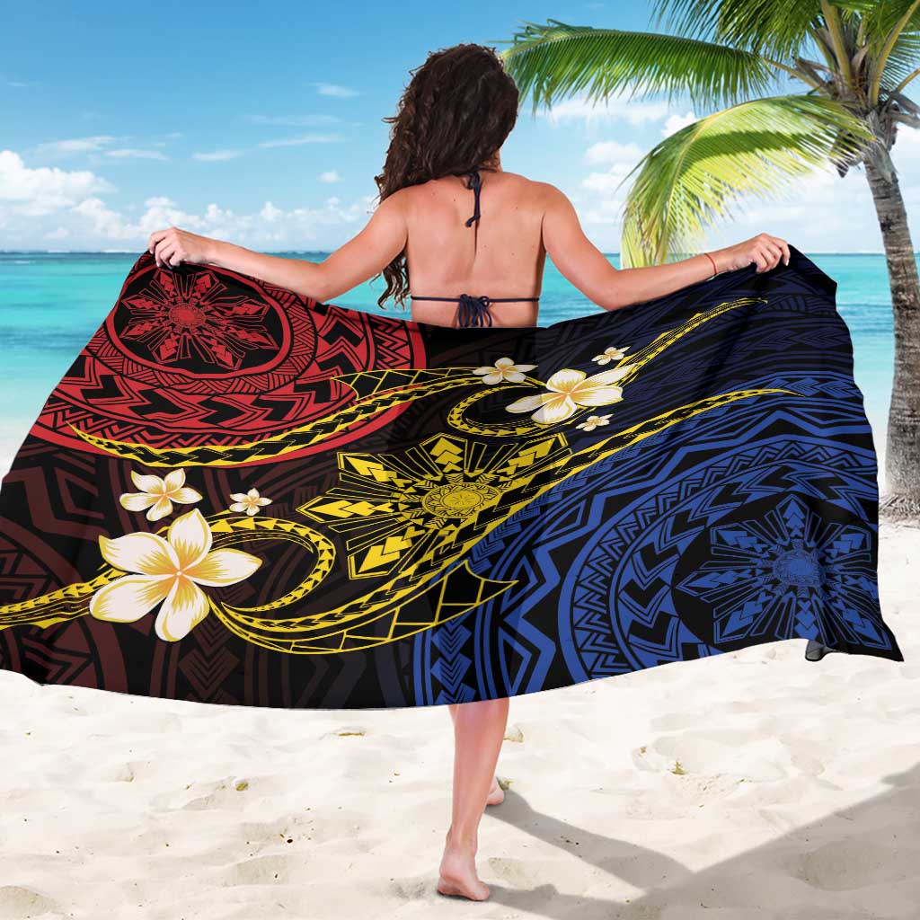 Philippines Spirit Tribal Sun Plumeria Sarong Red And Blue Polynesian Pattern