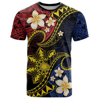 Philippines Spirit Tribal Sun Plumeria T Shirt Red And Blue Polynesian Pattern