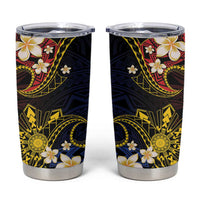 Philippines Spirit Tribal Sun Plumeria Tumbler Cup Red And Blue Polynesian Pattern