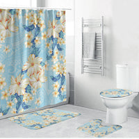 Hawaii Hibiscus Plumeria Blue Bathroom Set Polynesian Pattern LT01 Bathroom Set (4 pcs) Blue - Polynesian Pride