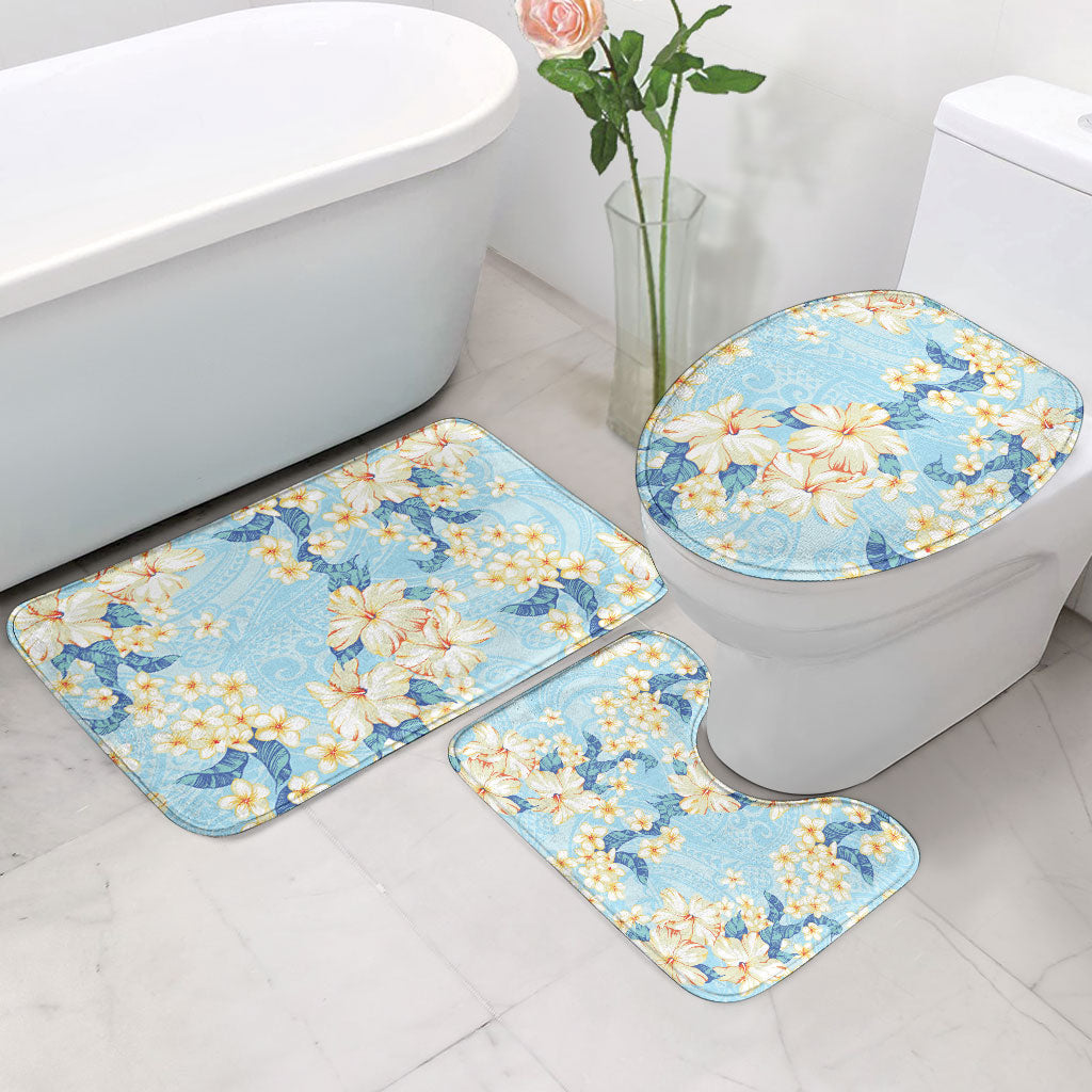 Hawaii Hibiscus Plumeria Blue Bathroom Set Polynesian Pattern LT01 - Polynesian Pride