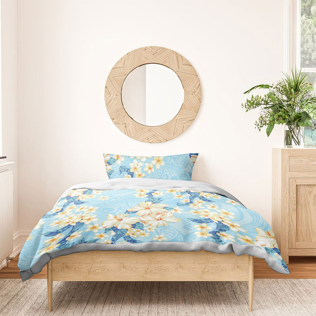 Hawaii Hibiscus Plumeria Blue Bedding Set Polynesian Pattern LT01 - Polynesian Pride